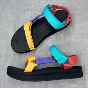 Teva Midform Universal Sandals Blue Red Yellow Multi Color Platform Women's 9